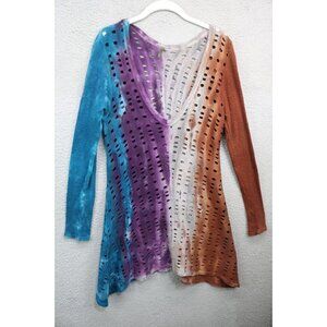 XCVI Long Sleeve Cut Out Tunic-Tie Dye-Size Small-BOHO-Whimsigoth
